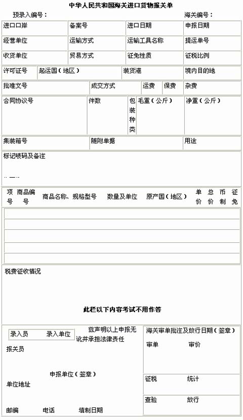 报关员考试综合模拟考前冲刺:报关单填制题_职