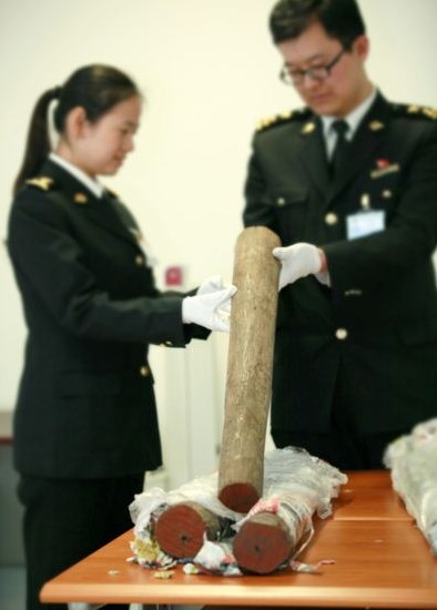 北京海关首次查获旅客携带紫檀木入境案(图)_