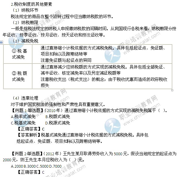 2014中级经济师考试财政税收精讲:税制要素_