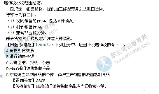 2014中级经济师考试财政税收精讲:增值税的征