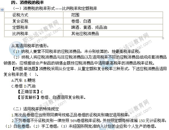 2014中级经济师考试财政税收精讲:消费税的税