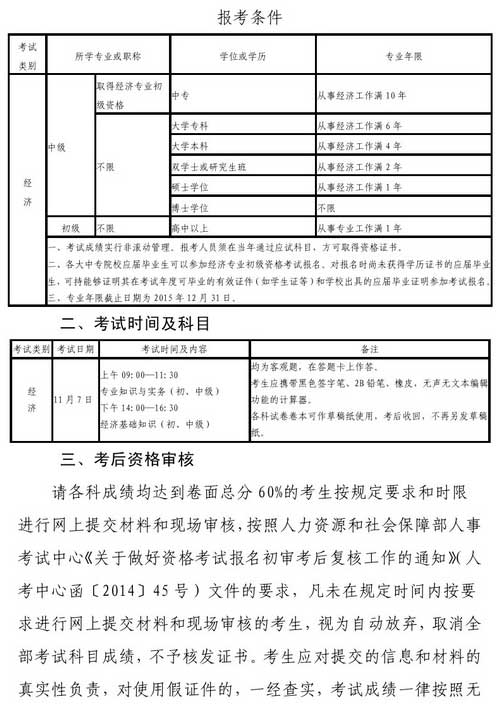 2015年吉林通化市经济师考试报名